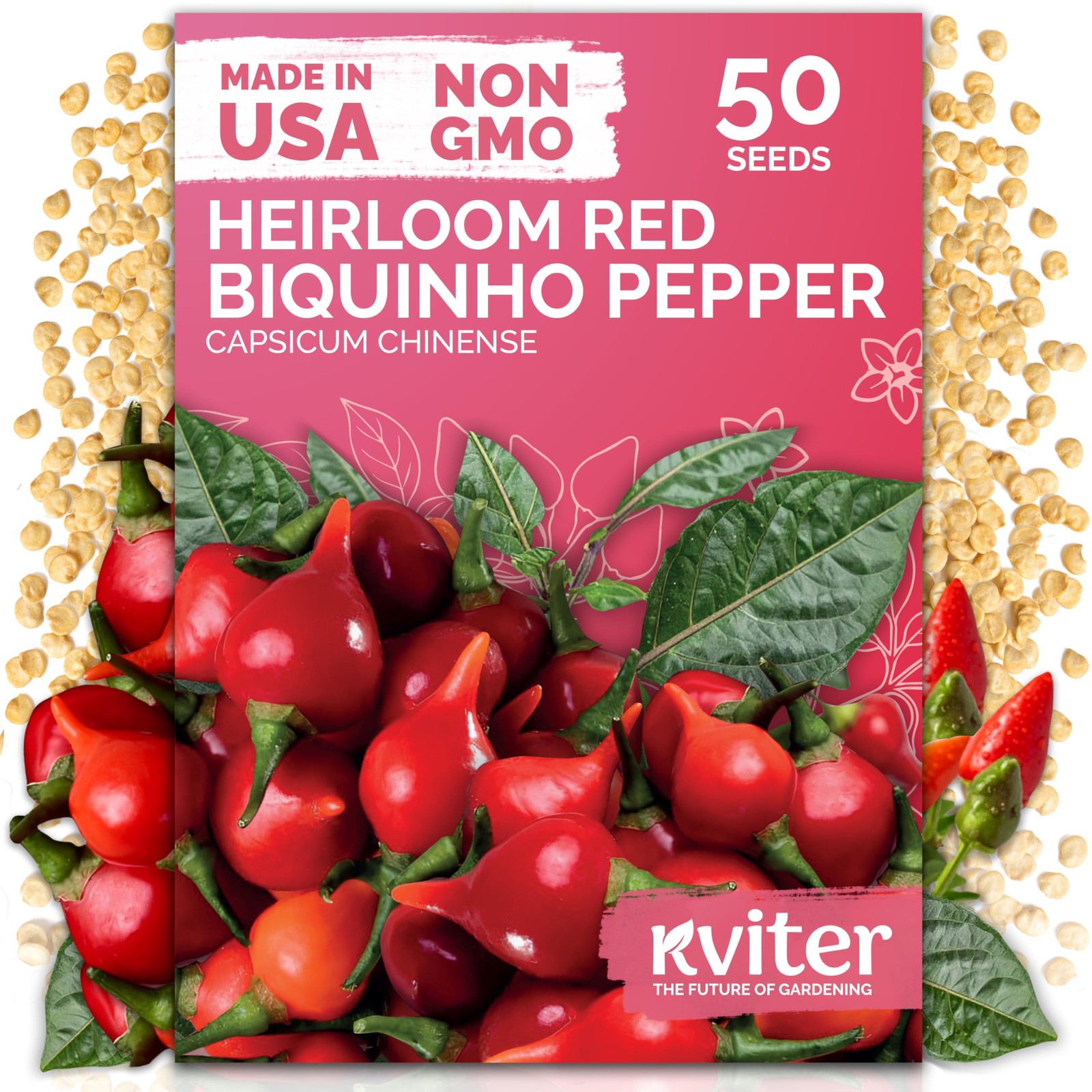 KVITER 50 Pimenta Biquinho, Sweety Drop Peppers seeds (Capsicum Chinense)
