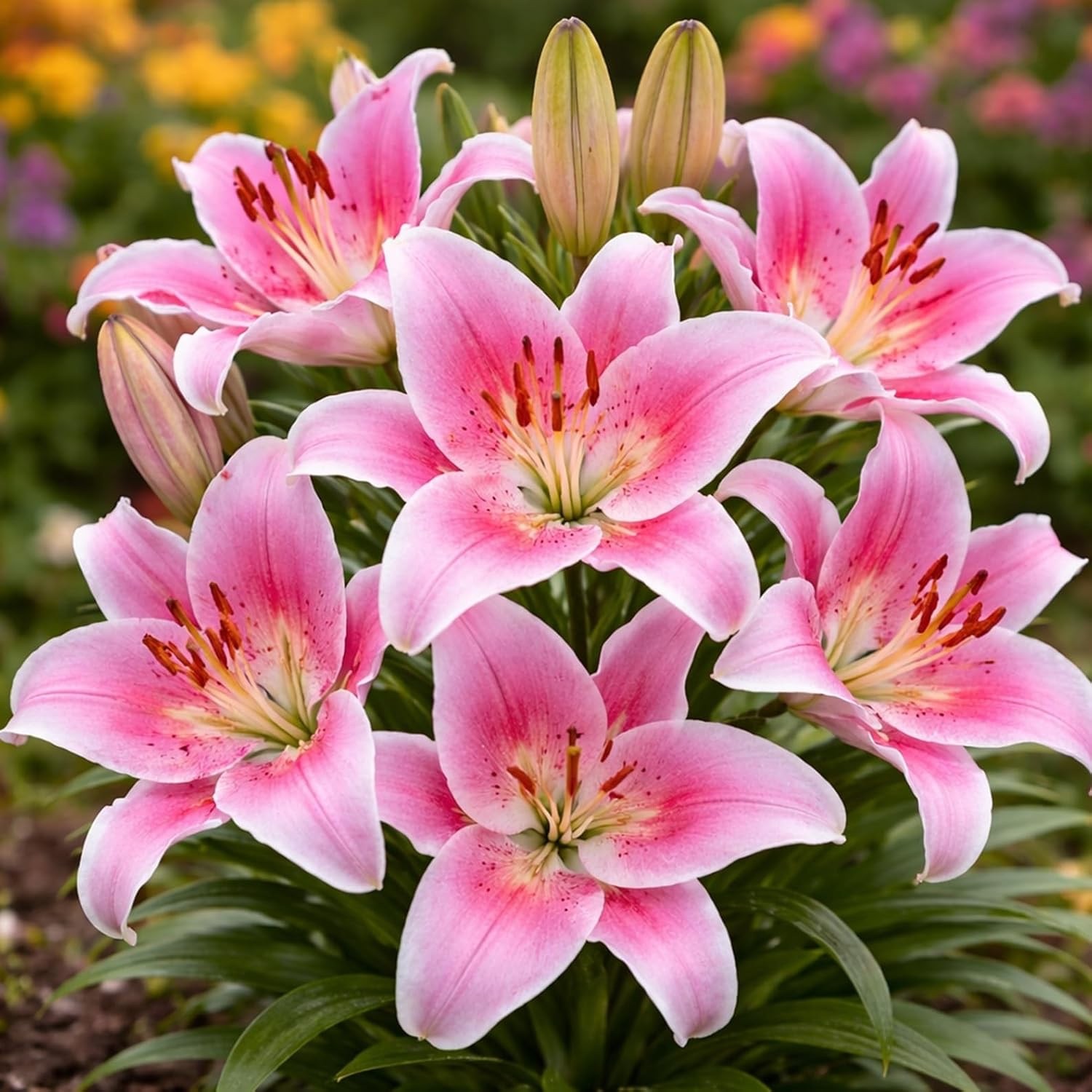 Sorbonne Oriental Lily Bulbs for Planting – Fragrant Pink & White (10 Bulbs)
